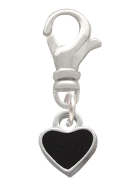 Mini Two Sided Black Heart Clip On Charm