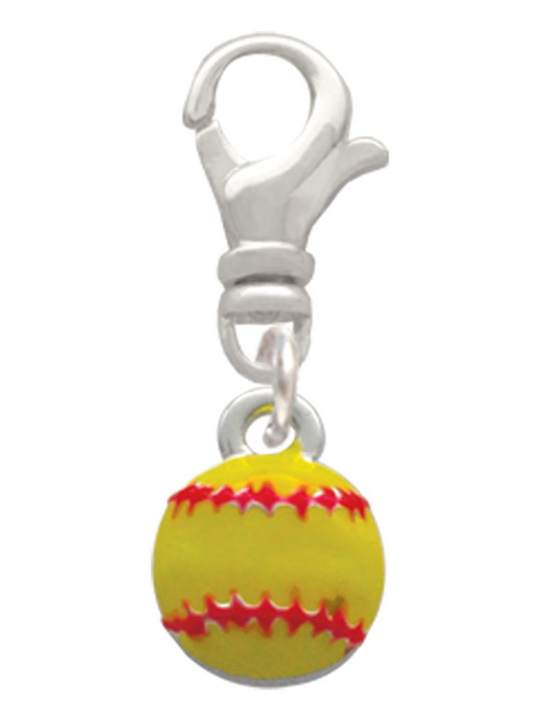 Mini Softball optic yellow Clip On Charm