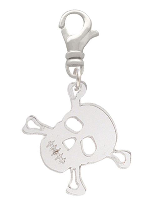 Acrylic Small Clear Skull Clip On Charm