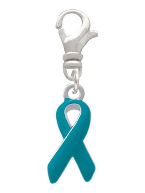 Teal Ribbon Clip On Charm