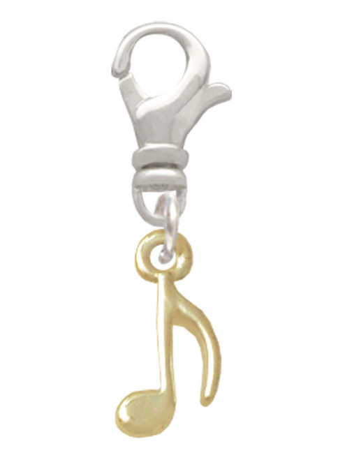 Mini Gold Tone Eighth Note Clip On Charm