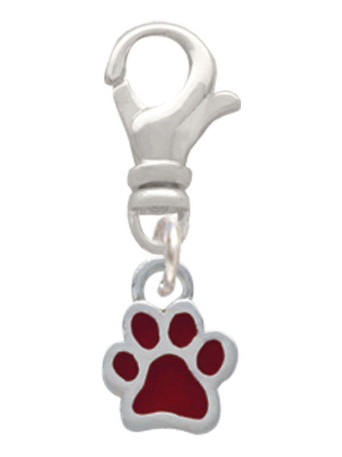 Mini Translucent Maroon Paw Clip On Charm