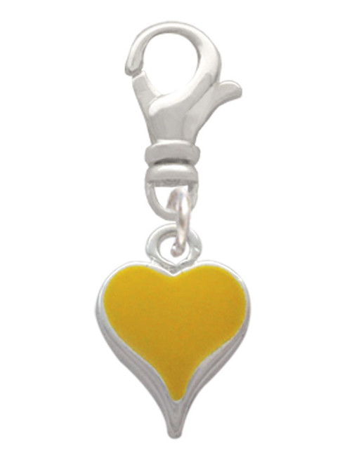 Small Long Yellow Heart Clip On Charm