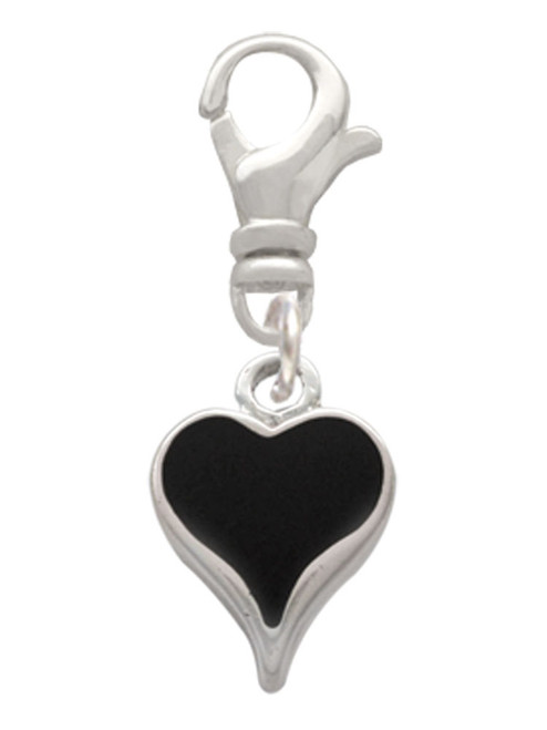 Small Long Black Heart Clip On Charm