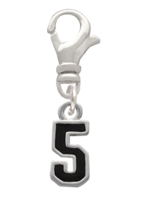 Black Number - 5 Clip On Charm