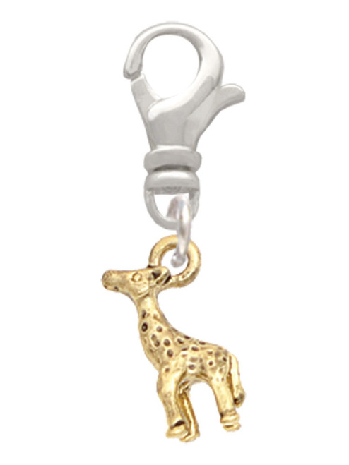 Gold Tone Mini Giraffe Clip On Charm