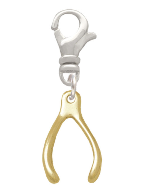 Gold Tone Wishbone Clip On Charm
