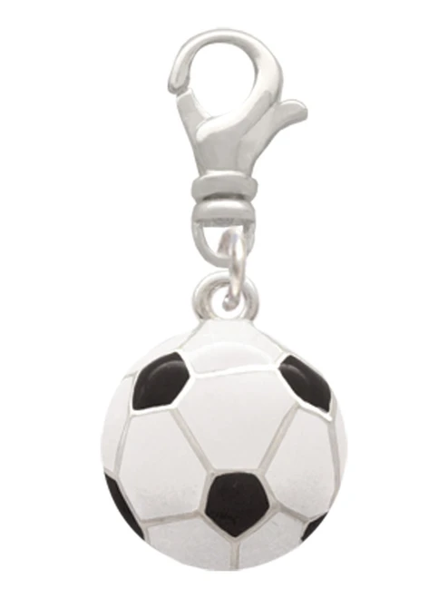 Large Enamel Soccer ball Clip On Charm