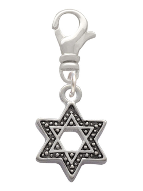 Star of David with Beaded Border Clip On Charm