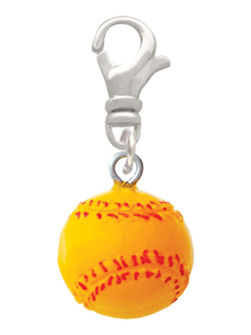 Resin 1/2" Softball Clip On Charm