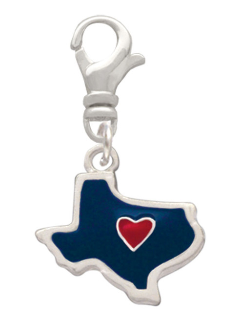 Blue Texas with Red Heart Clip On Charm