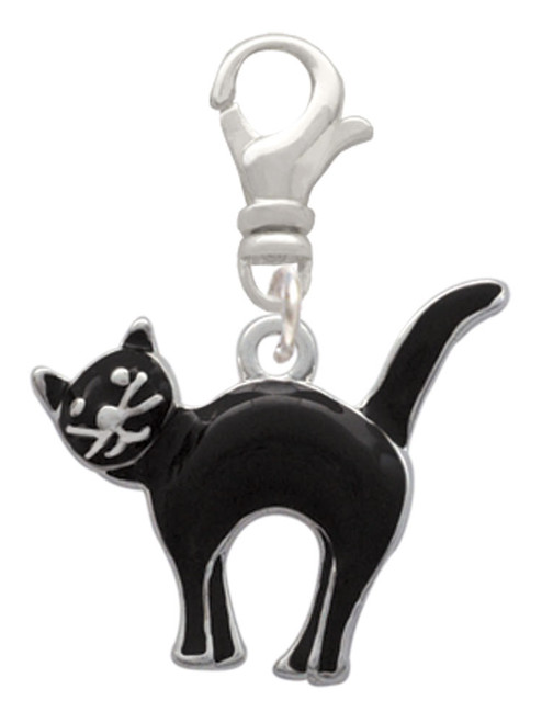 Arching Black Cat Clip On Charm