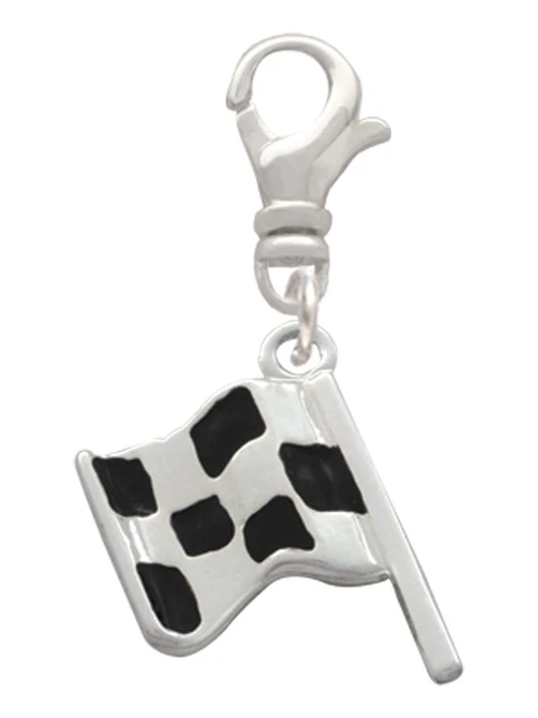 Checkered Race Flag Clip On Charm