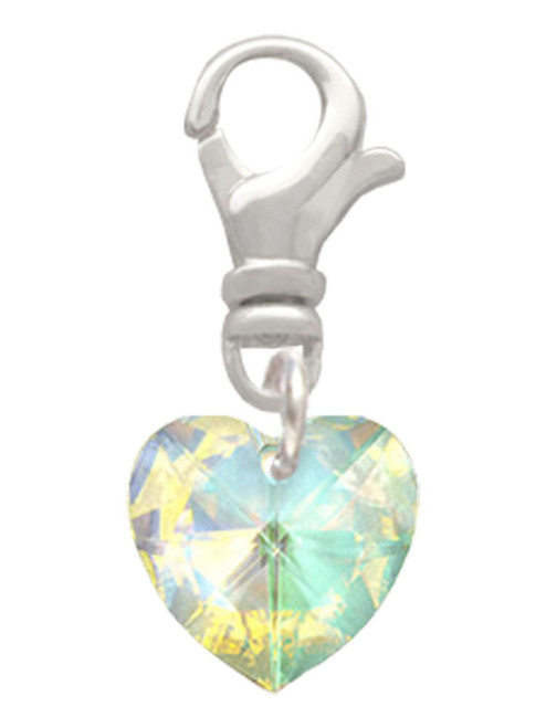 Clear AB Crystal Heart Clip On Charm