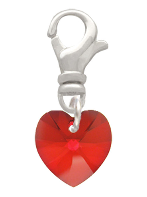 Red Crystal Heart Clip On Charm