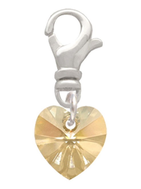 Gold Tone Crystal Heart Clip On Charm