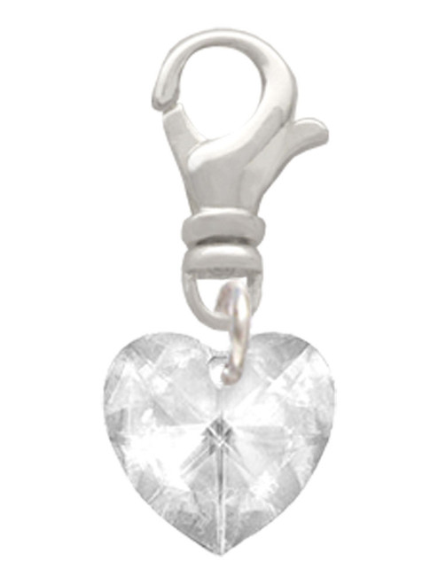 Clear Crystal Heart Clip On Charm