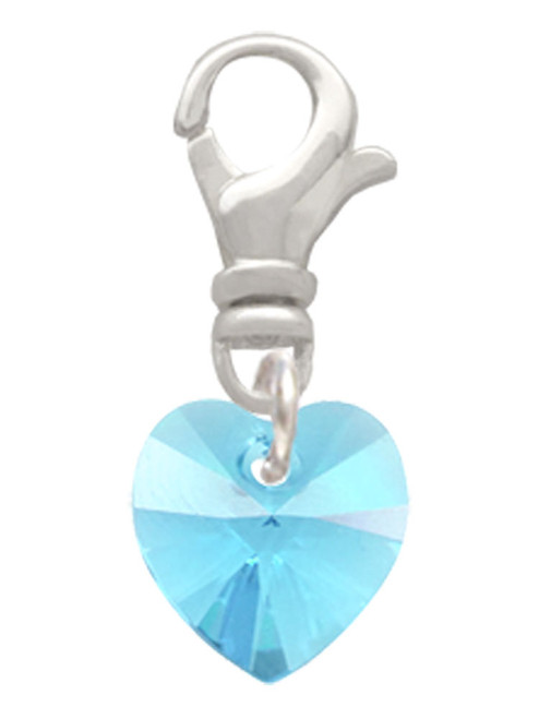 Hot Blue Crystal Heart Clip On Charm