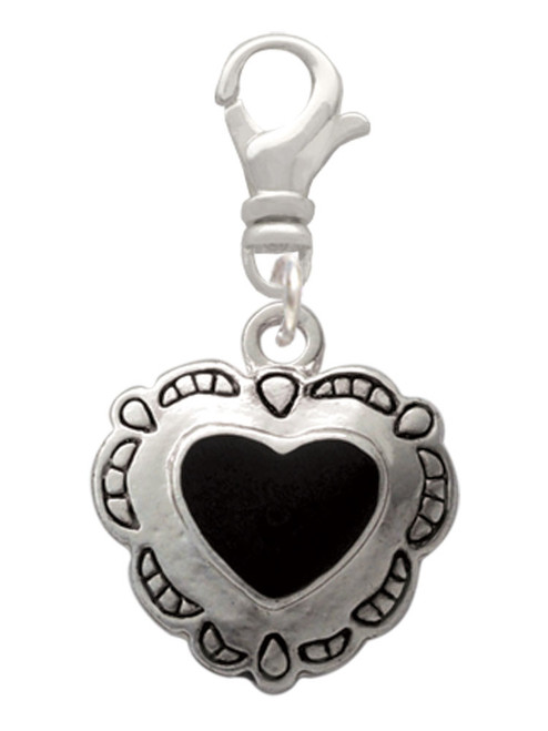 Black Concho Heart Clip On Charm