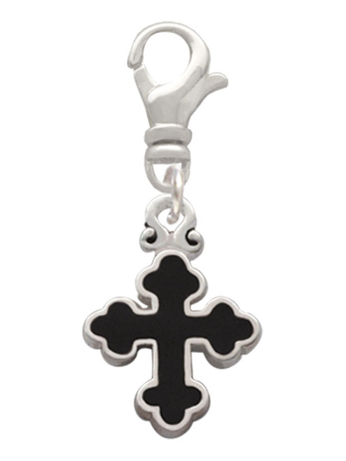 Small Black Enamel Botonee Cross Clip On Charm