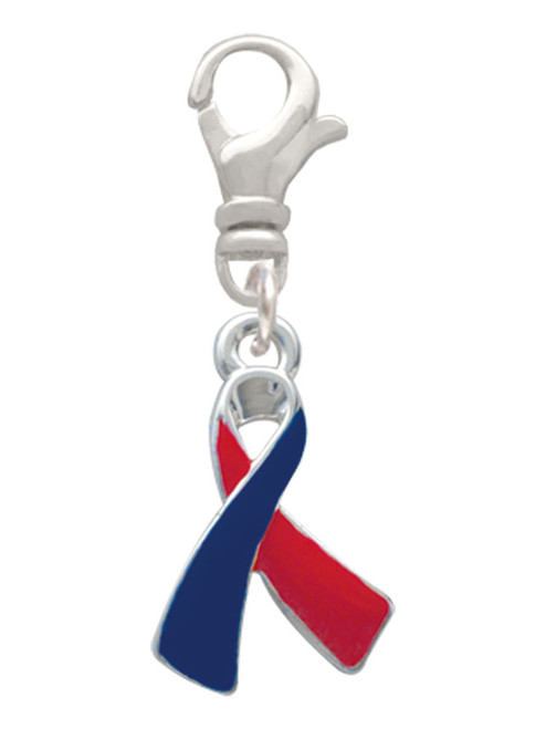 Red & Blue Awareness Ribbon Clip On Charm