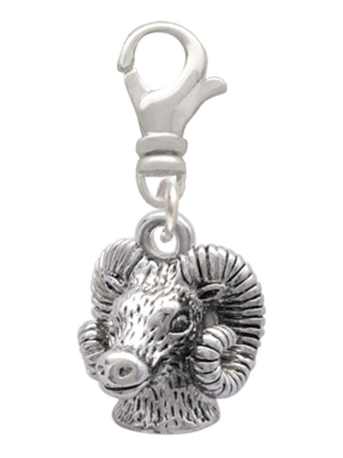Medium 3-D Ram Head Clip On Charm