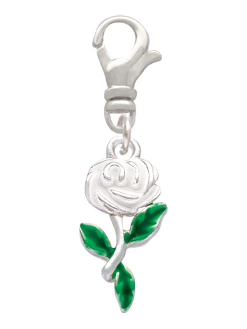White Rose Flower Clip On Charm