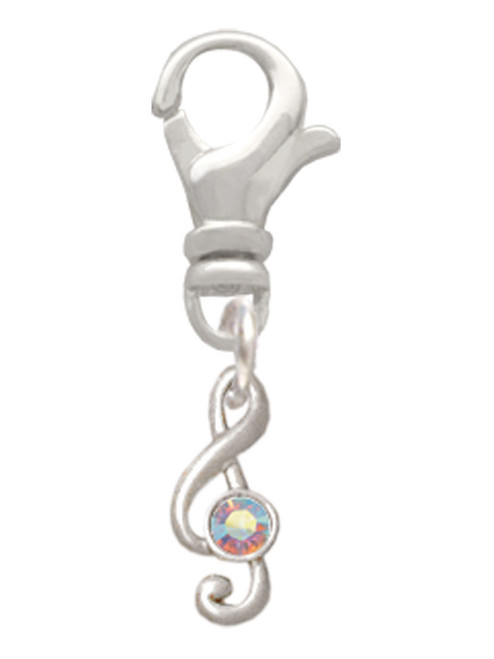 Mini Clef with AB Crystal Clip On Charm