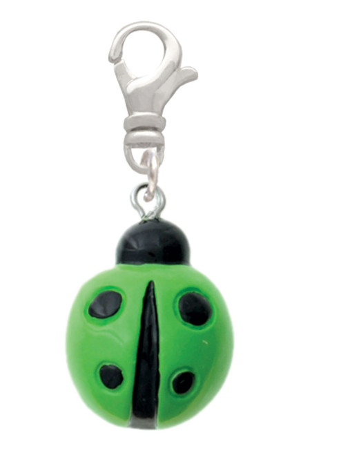 Resin Lime Green Ladybug Love Bug Clip On Charm