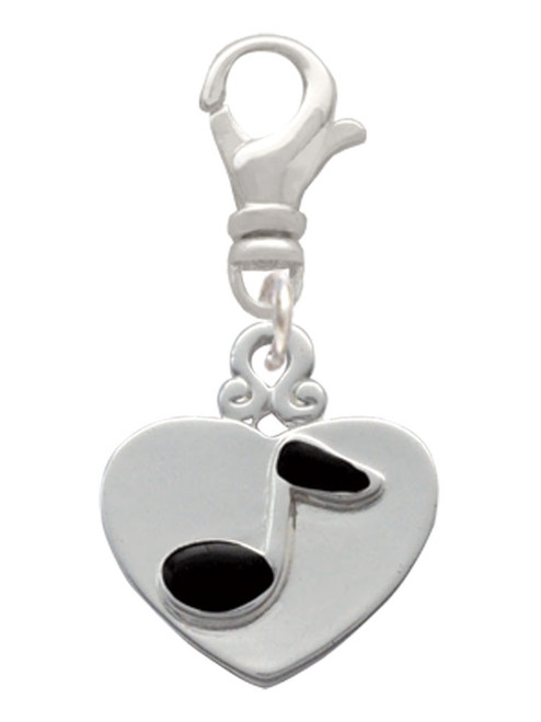 Music Note in Heart Clip On Charm