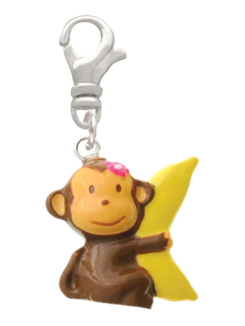 Resin Monkey Hugging a Banana Clip On Charm