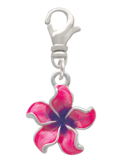 Hot Pink and Purple Plumeria Flower Clip On Charm
