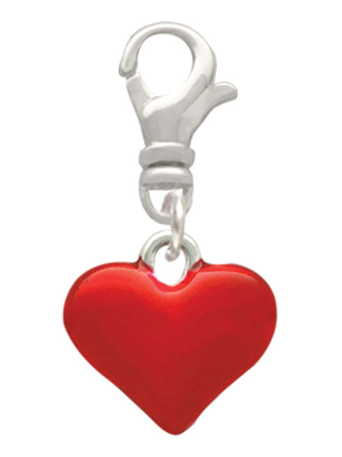 3-D Translucent Red Puff Heart Clip On Charm
