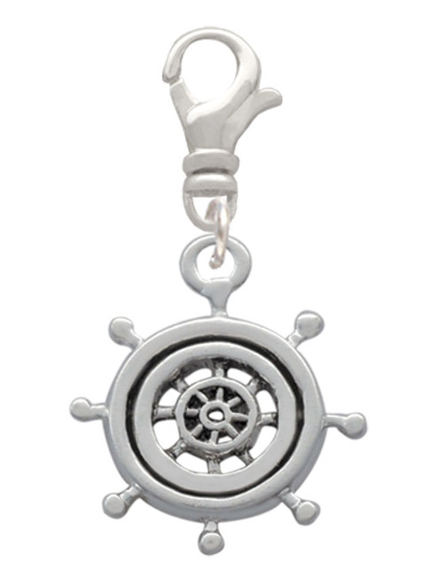 Antiqued Ship Wheel Clip On Charm