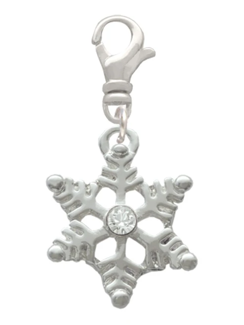 Snowflake with Clear Crystal Clip On Charm
