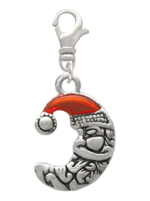 Small Crescent Moon Santa Clip On Charm
