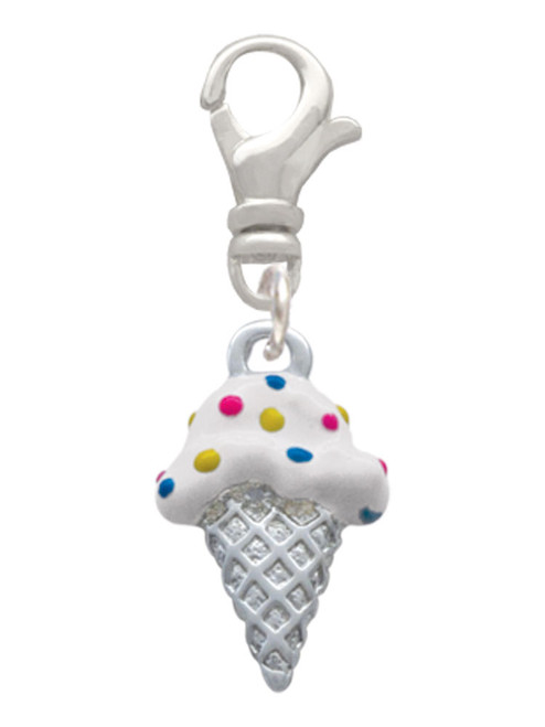 2-D Vanilla Ice Cream Cone with Sprinkles Clip On Charm