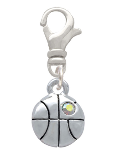 Small Basketball with a AB Crystal Clip On Charm