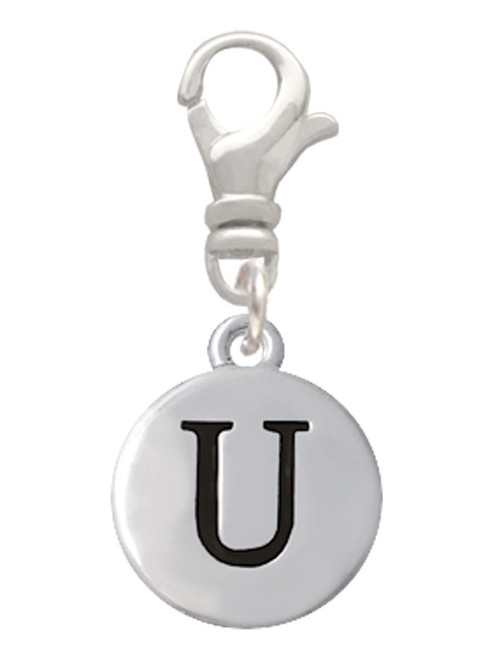 Capital Letter - U - Pebble Disc - Clip On Charm