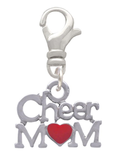 Cheer Mom with Red Heart Clip On Charm