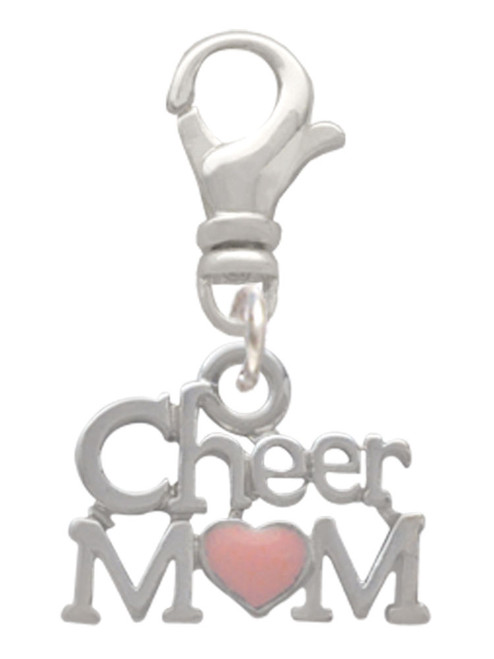 Cheer Mom with Pink Heart Clip On Charm