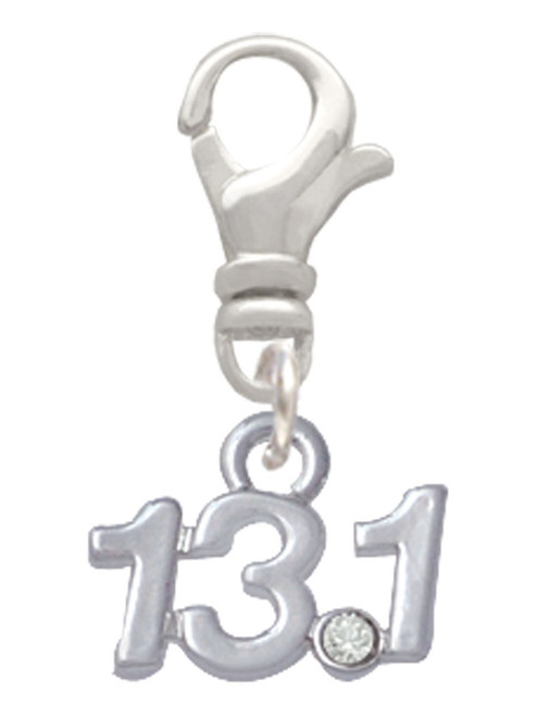 Half Marathon - 13.1 with Clear Crystal Clip On Charm
