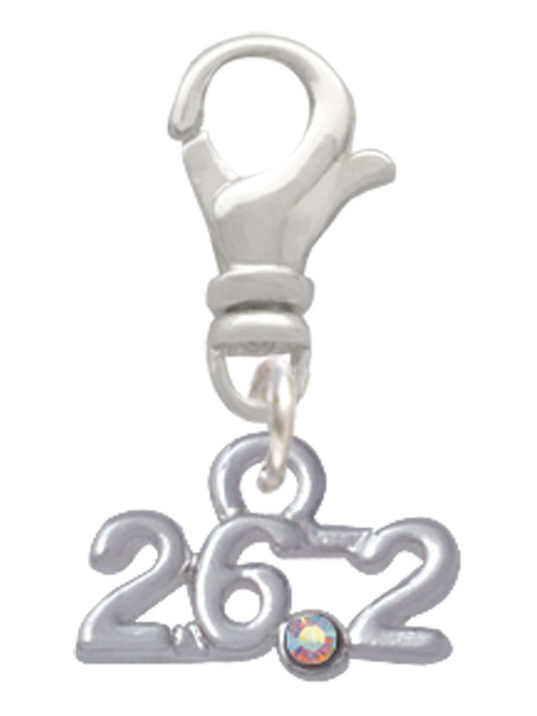 Marathon - 26.2 with Clear AB Crystal Clip On Charm