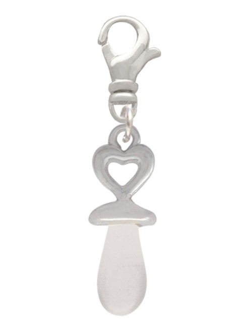 3-D Clear Frosted Baby Pacifier Clip On Charm