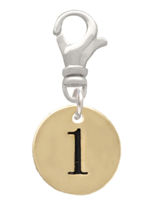 Gold Tone Disc 1/2'' Number - 1 - Clip On Charm