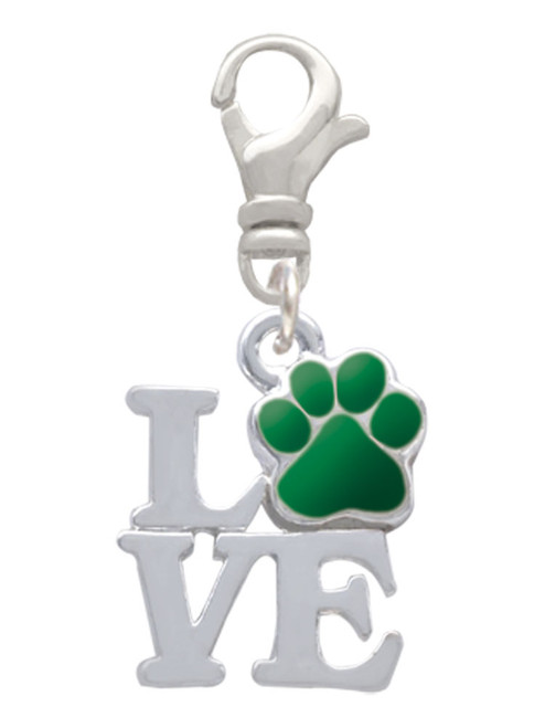 Love with Green Paw Clip On Charm