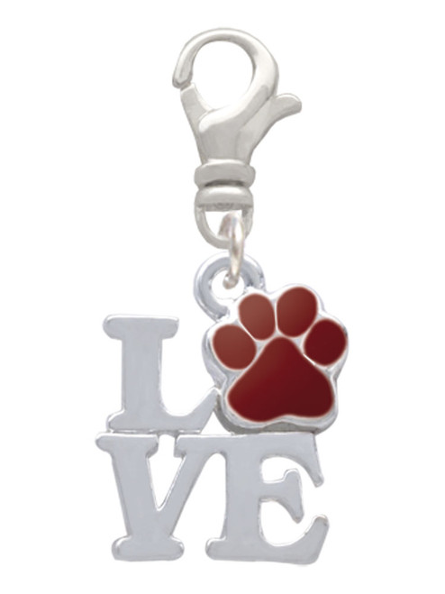 Love with Maroon Paw Clip On Charm