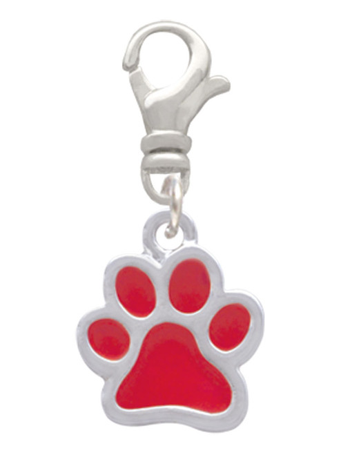 Medium Translucent Red Paw Clip On Charm