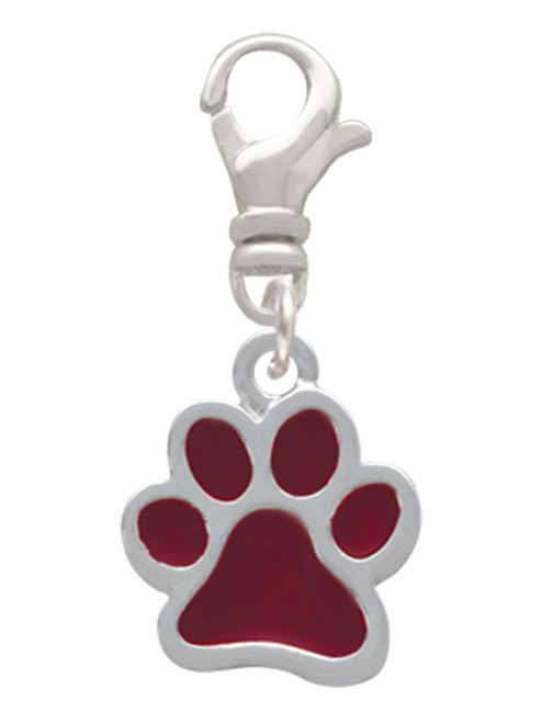 Medium Translucent Maroon Paw Clip On Charm