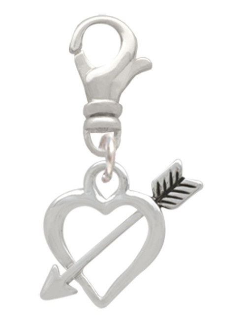 Open Heart with Feathered Arrow Clip On Charm